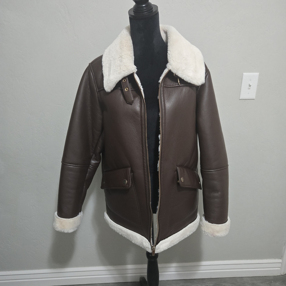 Joie Brown Shearling Bomber Jacket